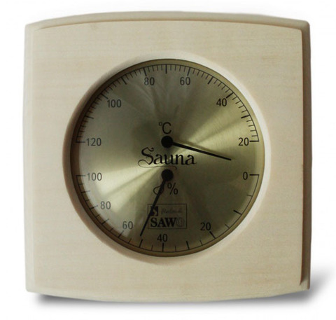 Термогигрометр Sawo прямоугольный с изгибом,со стеклом 285-THA осина